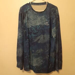 Realtree Fishing Adult Mens XL Blue Camo Vented Long Sleeve Shirt Outdoor